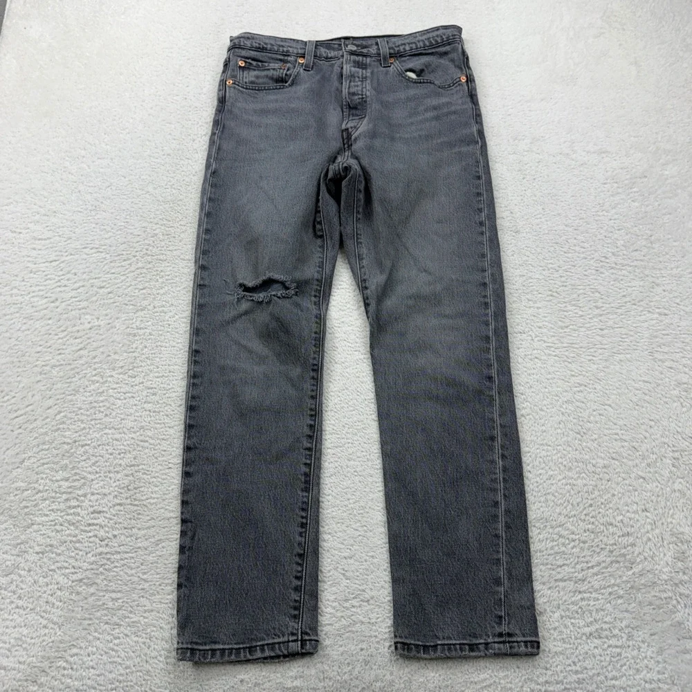 Levis Premium 501 Original Fit Gray‎ Distressed Straight Leg Jeans W29 L28 29502